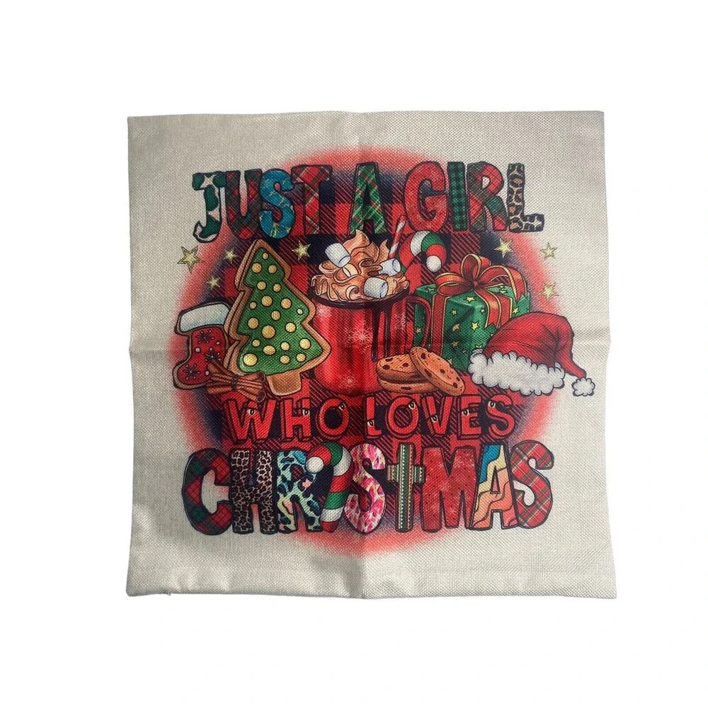 Christmas Toss Pillow Covers 18x18 Set of 4 Farmhouse Country Plaid Home Decor